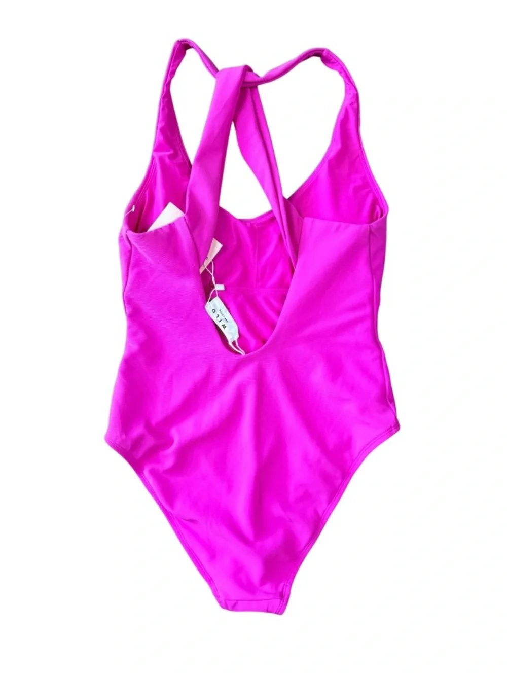 Wilo The Label Hot Pink One Piece Swimsuit V-Neck Crisscross Back Size Medium‎